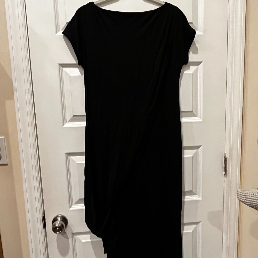 COS black cotton dress with draped "cape"